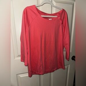 NWT L.L. Bean Women's Pink 3/4 sleeve cotton Top XL summer Spring casual
